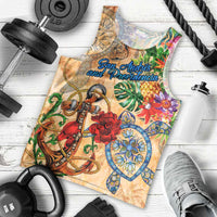 San Andrés and Providencia Men Tank Top Geographic Coordinate Anchor - Turlte Tropical