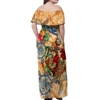 San Andrés and Providencia Off Shoulder Maxi Dress Geographic Coordinate Anchor - Turlte Tropical