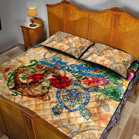 San Andrés and Providencia Quilt Bed Set Geographic Coordinate Anchor - Turlte Tropical