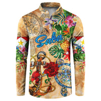 Saba Button Sweatshirt Geographic Coordinate Anchor - Turlte Tropical