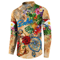 Saba Button Sweatshirt Geographic Coordinate Anchor - Turlte Tropical