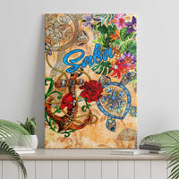 Saba Canvas Wall Art Geographic Coordinate Anchor - Turlte Tropical