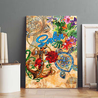 Saba Canvas Wall Art Geographic Coordinate Anchor - Turlte Tropical