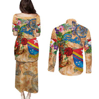 Saba Couples Matching Puletasi and Long Sleeve Button Shirt Geographic Coordinate Anchor - Turlte Tropical