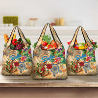 Saba Grocery Bag Geographic Coordinate Anchor - Turlte Tropical