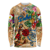 Saba Long Sleeve Shirt Geographic Coordinate Anchor - Turlte Tropical