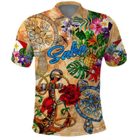 Saba Polo Shirt Geographic Coordinate Anchor - Turlte Tropical