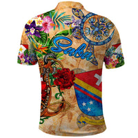 Saba Polo Shirt Geographic Coordinate Anchor - Turlte Tropical