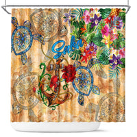 Saba Shower Curtain Geographic Coordinate Anchor - Turlte Tropical