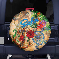 Saba Spare Tire Cover Geographic Coordinate Anchor - Turlte Tropical