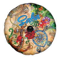 Saba Spare Tire Cover Geographic Coordinate Anchor - Turlte Tropical