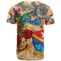 Saba T Shirt Geographic Coordinate Anchor - Turlte Tropical