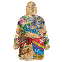 Saba Wearable Blanket Hoodie Geographic Coordinate Anchor - Turlte Tropical