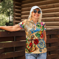 Saba Women Polo Shirt Geographic Coordinate Anchor - Turlte Tropical