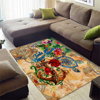 Turks and Caicos Islands Area Rug Geographic Coordinate Anchor - Turlte Tropical