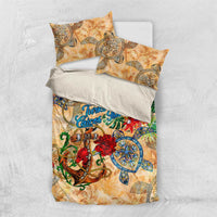 Turks and Caicos Islands Bedding Set Geographic Coordinate Anchor - Turlte Tropical