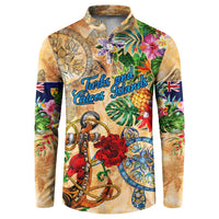 Turks and Caicos Islands Button Sweatshirt Geographic Coordinate Anchor - Turlte Tropical