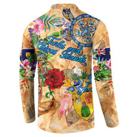 Turks and Caicos Islands Button Sweatshirt Geographic Coordinate Anchor - Turlte Tropical