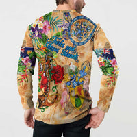 Turks and Caicos Islands Button Sweatshirt Geographic Coordinate Anchor - Turlte Tropical