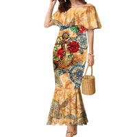 Turks and Caicos Islands Family Matching Mermaid Dress and Hawaiian Shirt Geographic Coordinate Anchor - Turlte Tropical