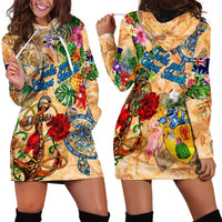 Turks and Caicos Islands Hoodie Dress Geographic Coordinate Anchor - Turlte Tropical