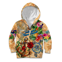 Turks and Caicos Islands Kid Hoodie Geographic Coordinate Anchor - Turlte Tropical