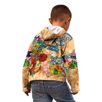 Turks and Caicos Islands Kid Hoodie Geographic Coordinate Anchor - Turlte Tropical