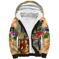 Turks and Caicos Islands Sherpa Hoodie Geographic Coordinate Anchor - Turlte Tropical