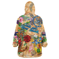 Turks and Caicos Islands Wearable Blanket Hoodie Geographic Coordinate Anchor - Turlte Tropical