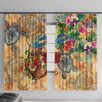 Turks and Caicos Islands Window Curtain Geographic Coordinate Anchor - Turlte Tropical