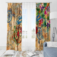 Turks and Caicos Islands Window Curtain Geographic Coordinate Anchor - Turlte Tropical