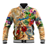 Montserrat Baseball Jacket Geographic Coordinate Anchor - Turlte Tropical