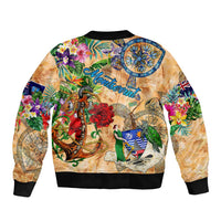 Montserrat Bomber Jacket Geographic Coordinate Anchor - Turlte Tropical