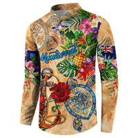 Montserrat Button Sweatshirt Geographic Coordinate Anchor - Turlte Tropical