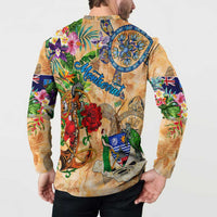 Montserrat Button Sweatshirt Geographic Coordinate Anchor - Turlte Tropical