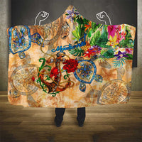 Montserrat Hooded Blanket Geographic Coordinate Anchor - Turlte Tropical