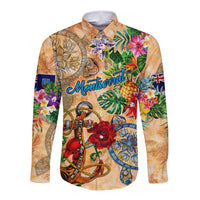 Montserrat Long Sleeve Button Shirt Geographic Coordinate Anchor - Turlte Tropical