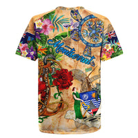 Montserrat Rugby Jersey Geographic Coordinate Anchor - Turlte Tropical