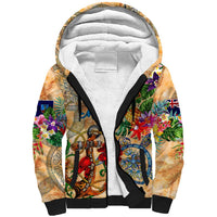 Montserrat Sherpa Hoodie Geographic Coordinate Anchor - Turlte Tropical