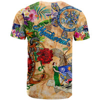 Montserrat T Shirt Geographic Coordinate Anchor - Turlte Tropical