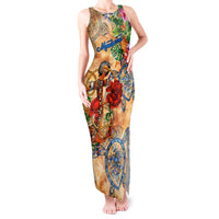 Montserrat Tank Maxi Dress Geographic Coordinate Anchor - Turlte Tropical