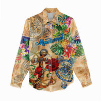 Montserrat Women Casual Shirt Geographic Coordinate Anchor - Turlte Tropical