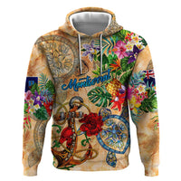 Montserrat Zip Hoodie Geographic Coordinate Anchor - Turlte Tropical