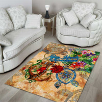 Bay Islands Department Area Rug Geographic Coordinate Anchor - Turlte Tropical