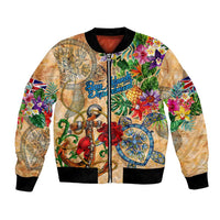 Bay Islands Department Bomber Jacket Geographic Coordinate Anchor - Turlte Tropical