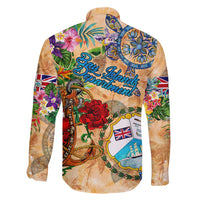 Bay Islands Department Family Matching Long Sleeve Bodycon Dress and Hawaiian Shirt Geographic Coordinate Anchor - Turlte Tropical