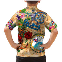 Bay Islands Department Family Matching Mermaid Dress and Hawaiian Shirt Geographic Coordinate Anchor - Turlte Tropical