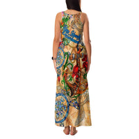 Bay Islands Department Family Matching Tank Maxi Dress and Hawaiian Shirt Geographic Coordinate Anchor - Turlte Tropical