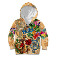 Bay Islands Department Kid Hoodie Geographic Coordinate Anchor - Turlte Tropical