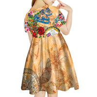 Bay Islands Department Kid Short Sleeve Dress Geographic Coordinate Anchor - Turlte Tropical